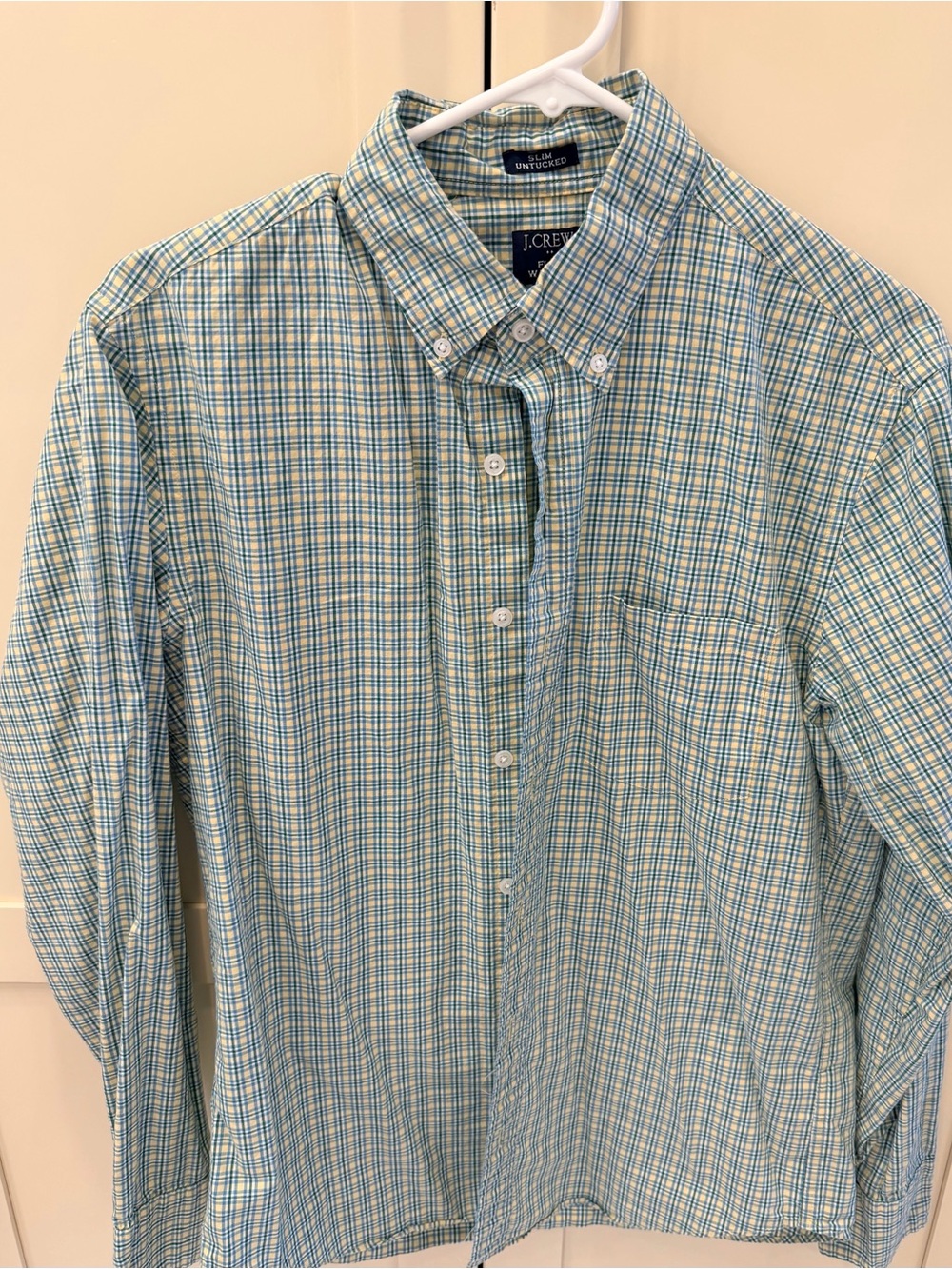 J. Crew Men’s Blue and Green Plaid Button-Down Shirt